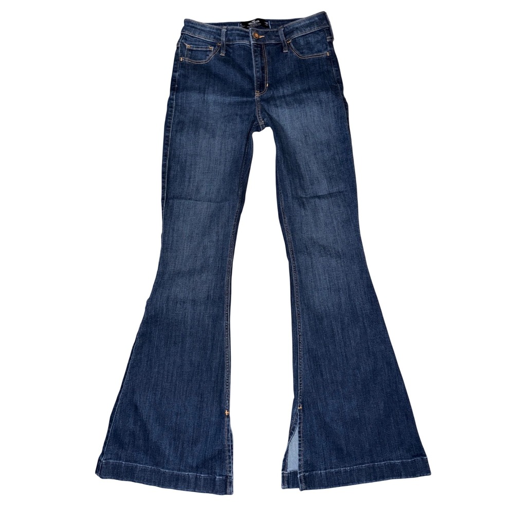 Hollister High-Rise Vintage Flare Jeans Dark Wash Soft Stretch Slit 7L 28 X5 - Picture 3 of 11